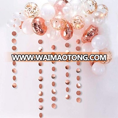 Rose Gold Party Decoration Paper Circle Dot Garland Kit Rose Gold Hanging Decor for Wedding/Birthday/Baby Shower/Graduation